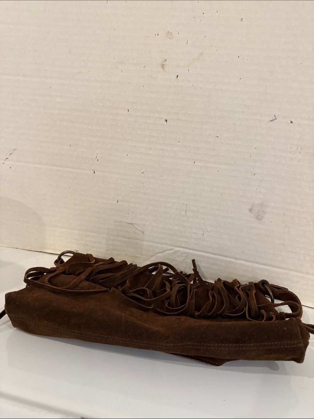 Capaccioli Fringe Suede Leather Shoulder Bag in Brown - Made in Italy - Picture 5 of 5